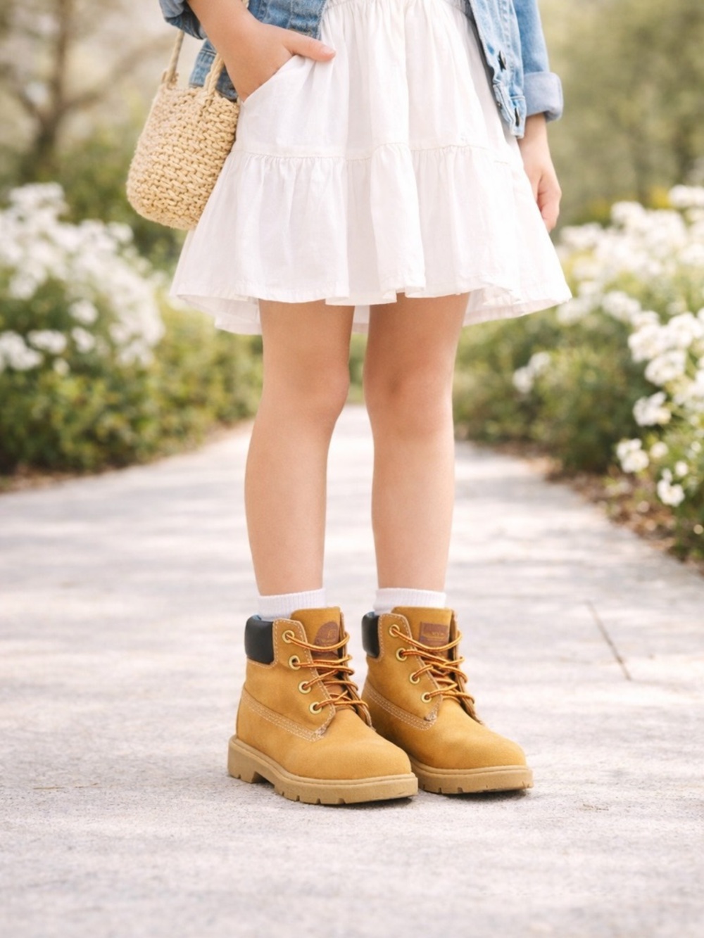 Timberland Boots Kids Waterproof Leather Brown Size 2.5 Lace-Up